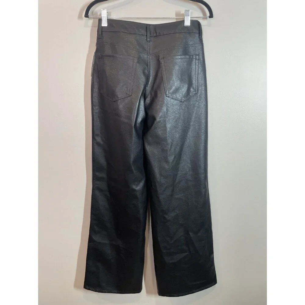 Pacsun Black Faux Leather Pants Wide Leg Women's Size XS NWT NEW Grunge Rock - Picture 7 of 12